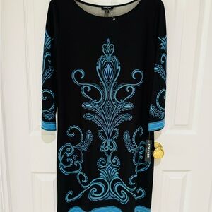 NWT XL Black and Blue Patterned Dress Forever new